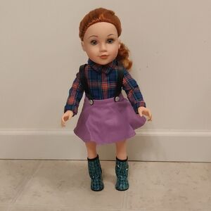 Journey Girls 18" Kelsey Doll In A Plaid Shirt and Purple Skirt